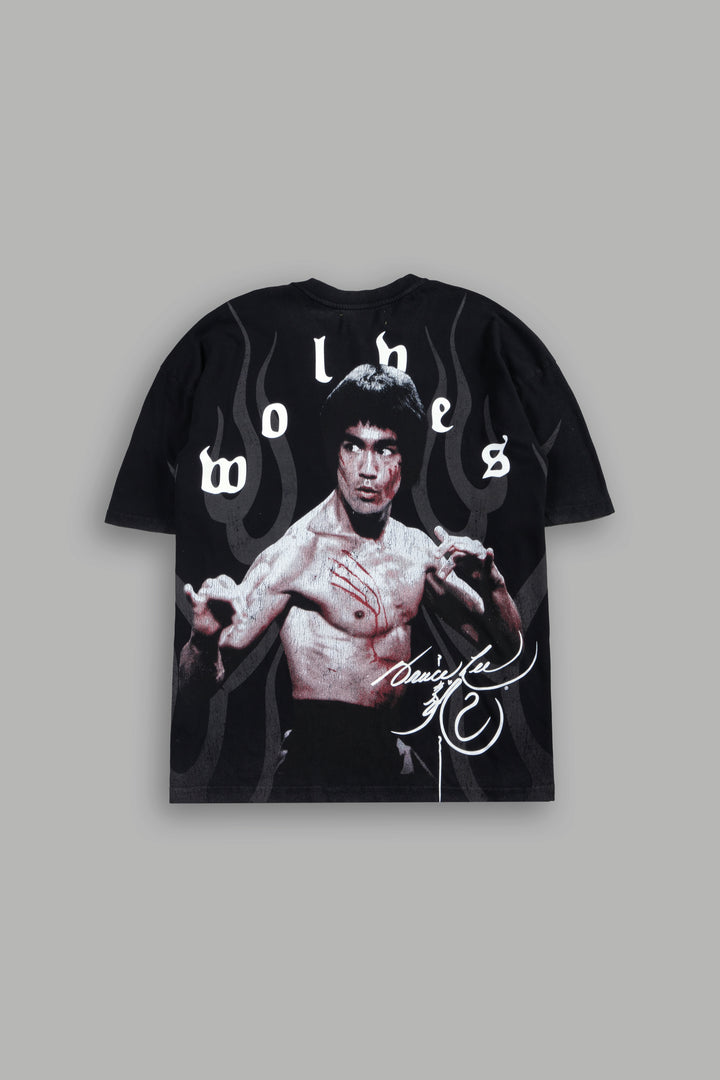 Bruce Lee Flame Premium Oversized Tee in Black