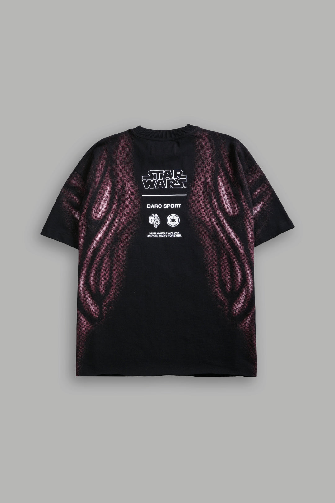 Dark Flame Grunge Mid Length Raw Hem Tee in Black