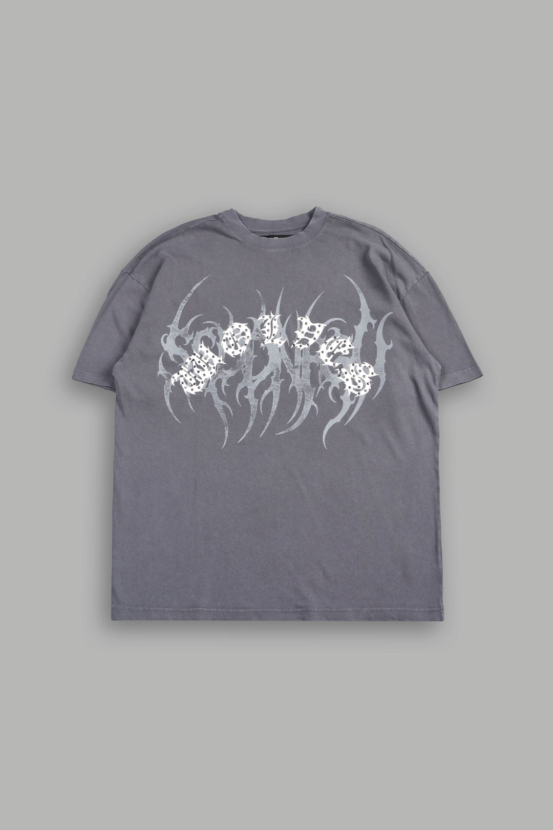Studded Mantra Premium Oversized Tee In Slate Gray