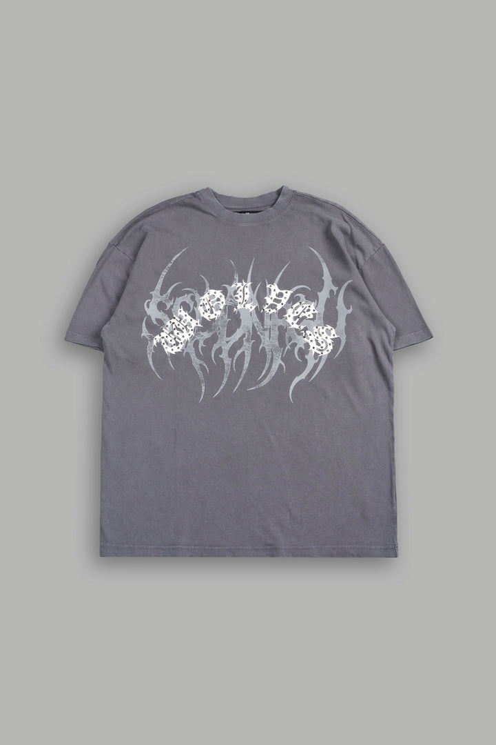 Studded Mantra Premium Oversized Tee In Slate Gray