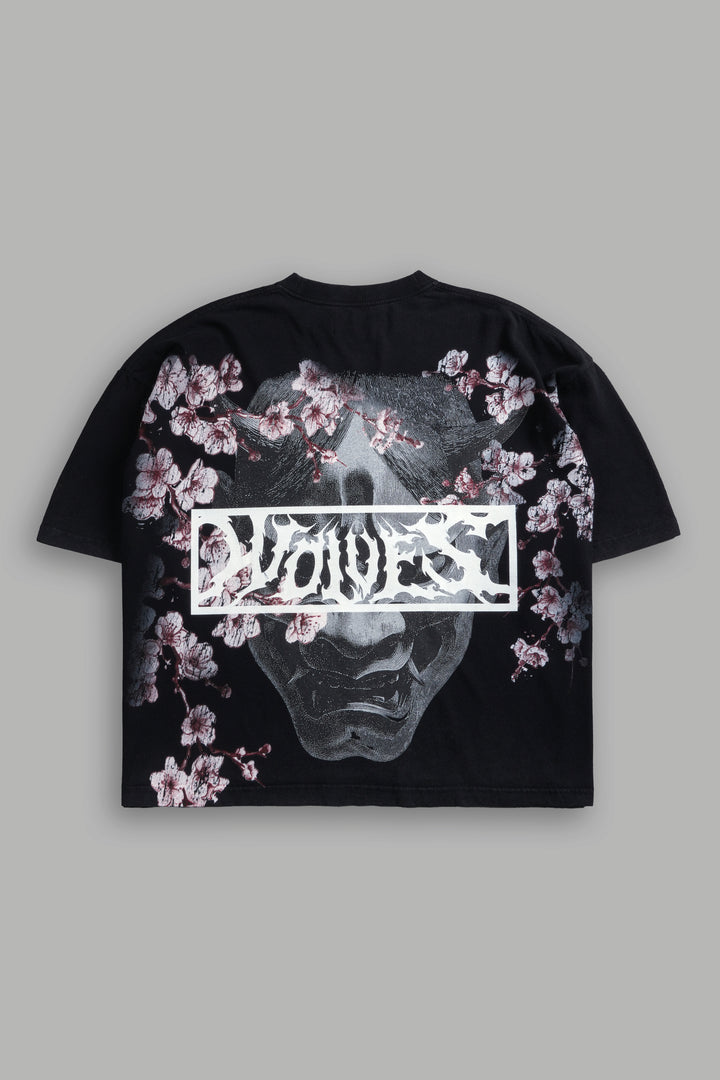 Oni Sakura Grunge "Box Cut" Tee in Black