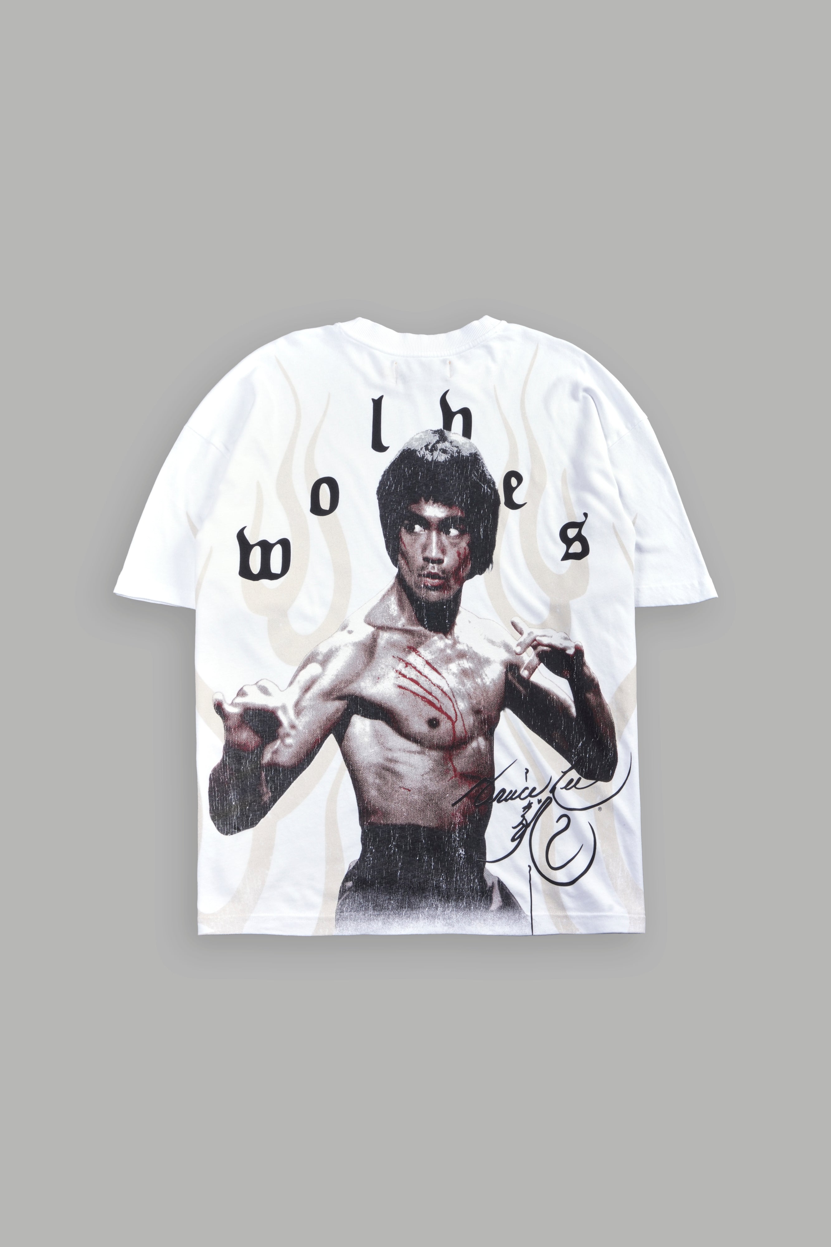 Bruce Lee Flame Premium Oversized Tee in White