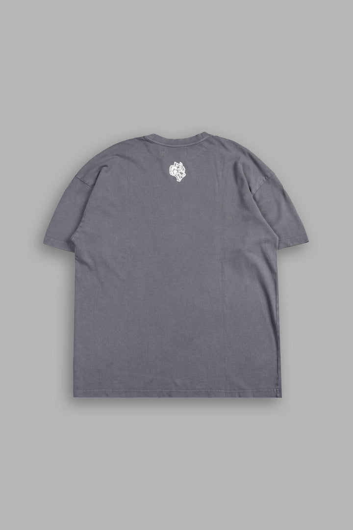 Studded Mantra Premium Oversized Tee In Slate Gray