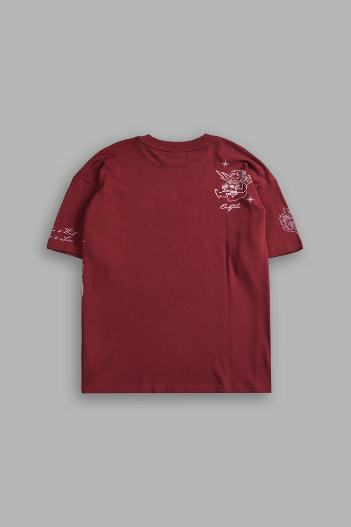Fallen Cherub Unisex "Premium" Oversized Tee in Cherry Red
