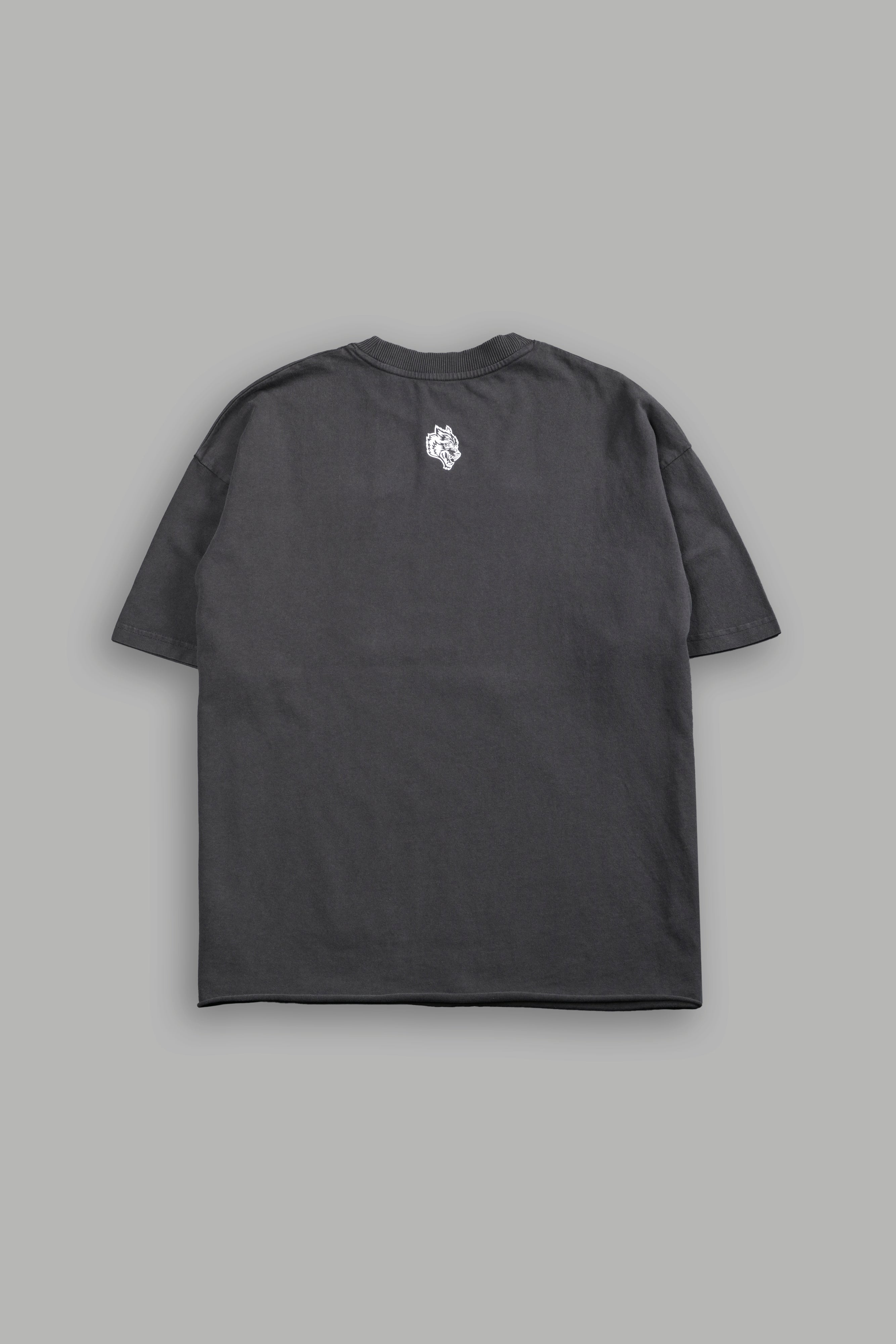 Awakened Power Grunge Mid Length Raw Hem Tee in Wolf Gray