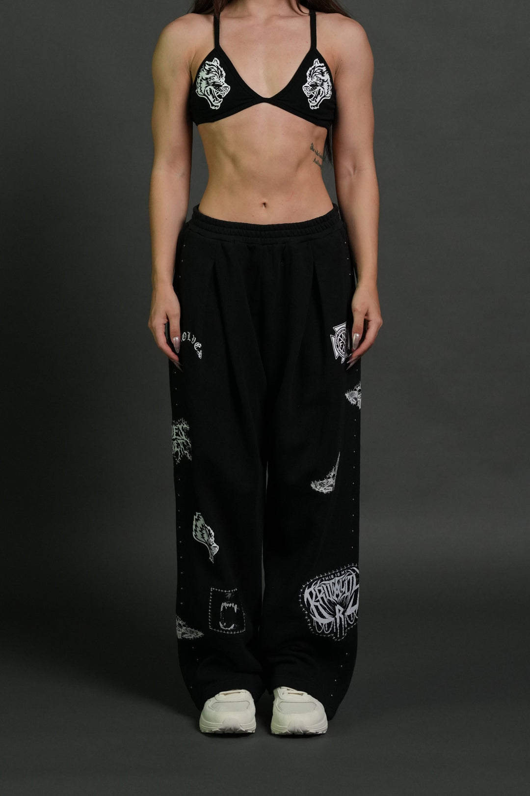 Give it Your All "Yara" Pleated Sweat Pants in Black