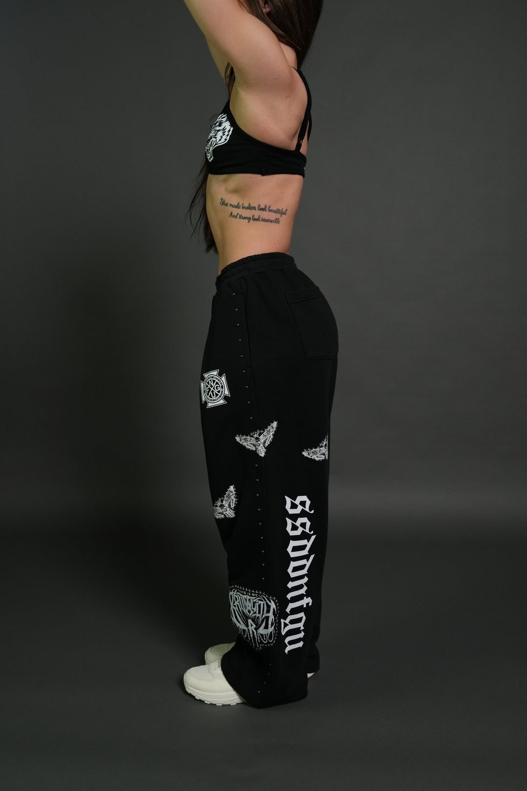 Give it Your All "Yara" Pleated Sweat Pants in Black
