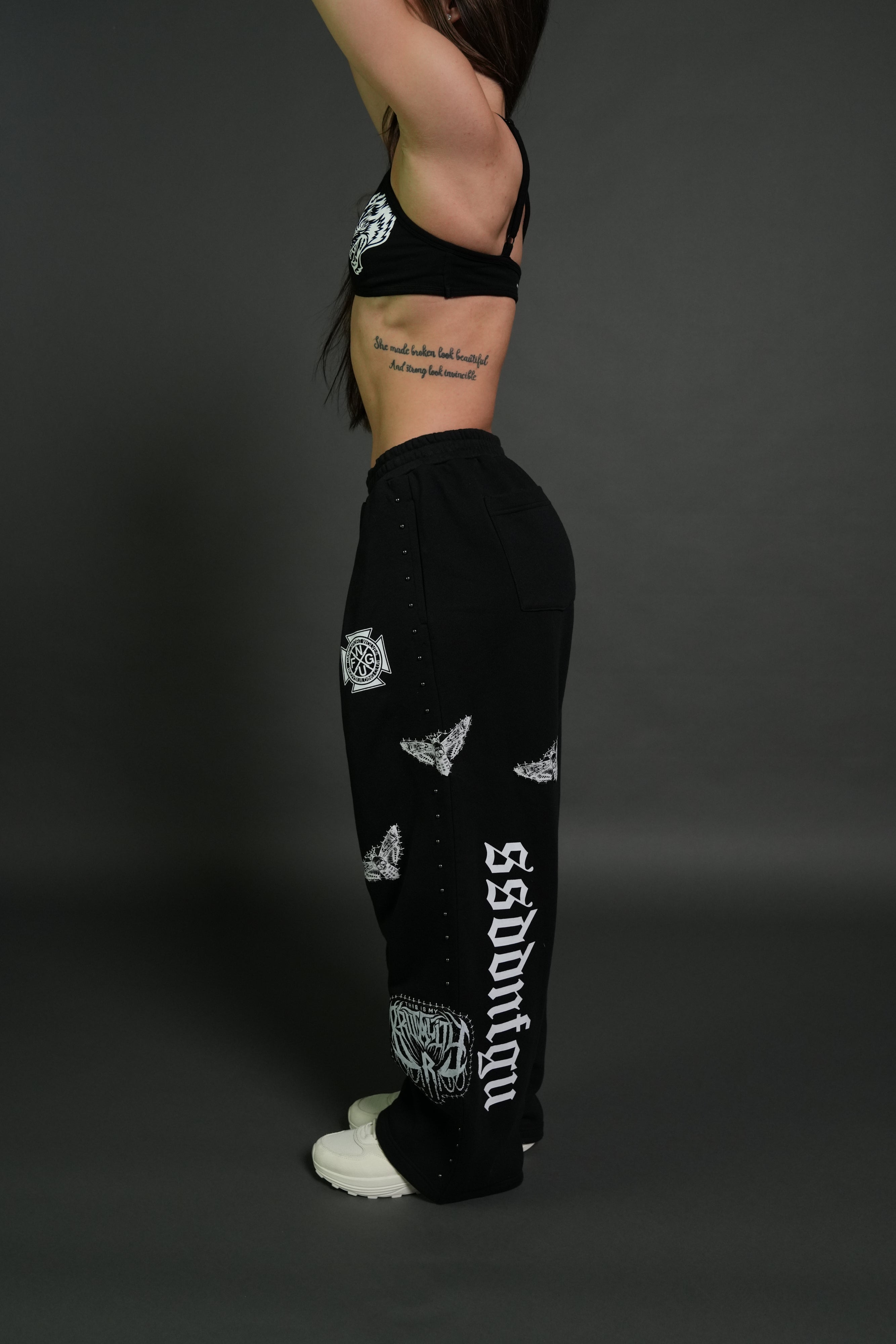 Give it Your All "Yara" Pleated Sweat Pants in Black