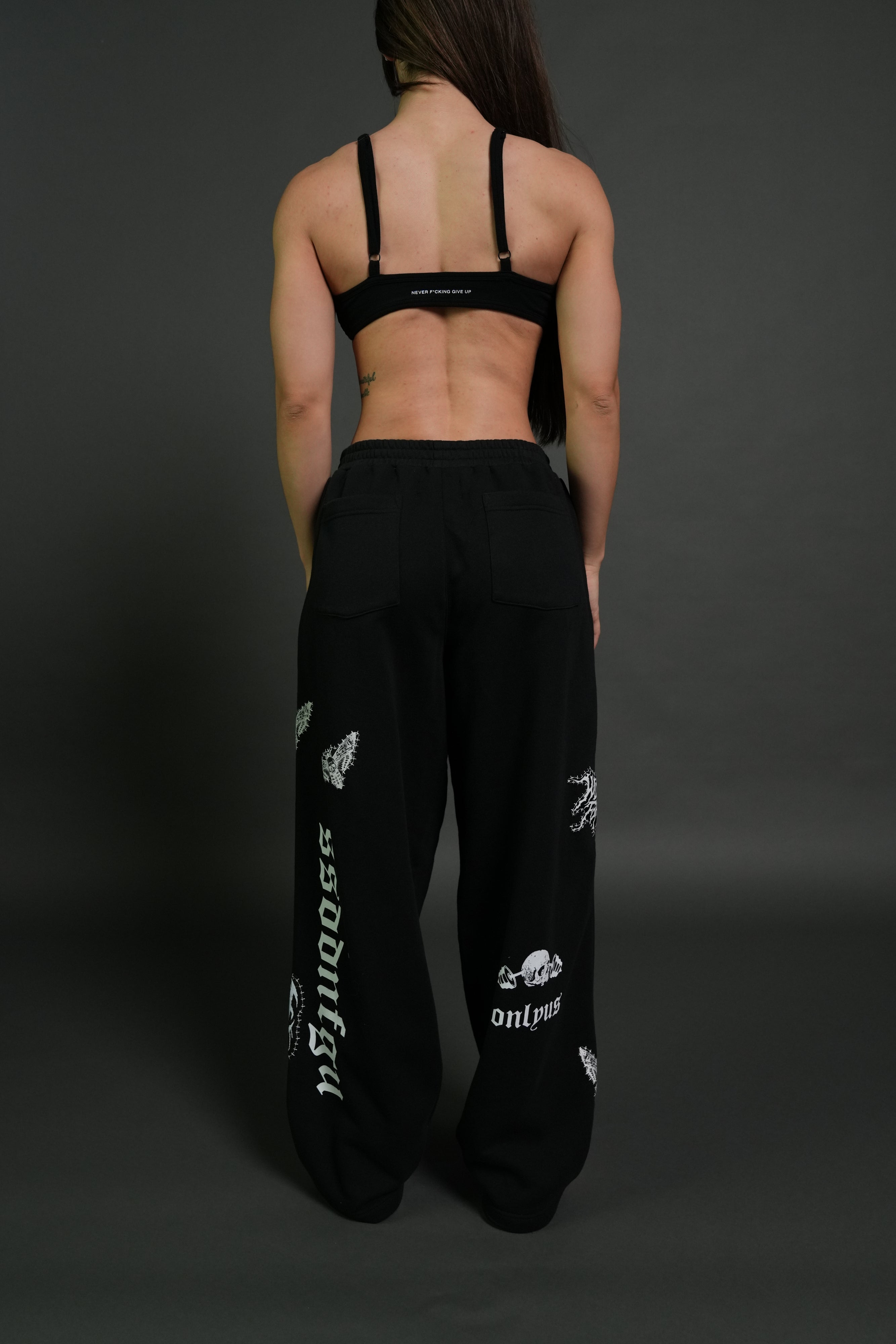 Give it Your All "Yara" Pleated Sweat Pants in Black