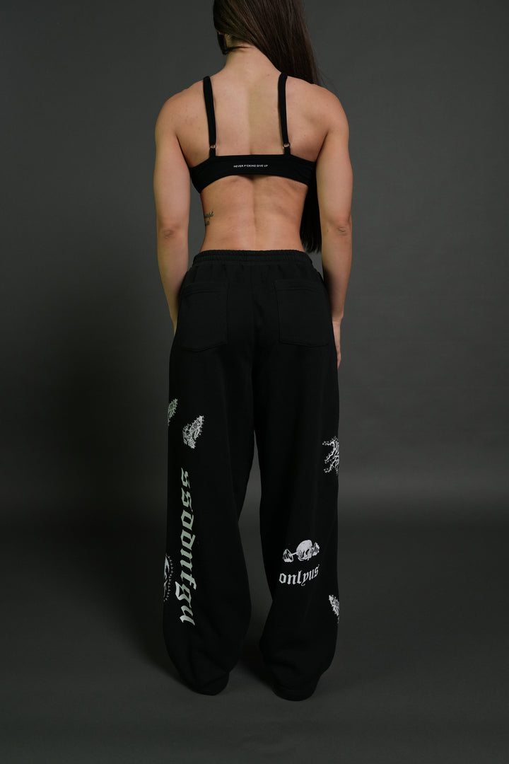 Give it Your All "Yara" Pleated Sweat Pants in Black