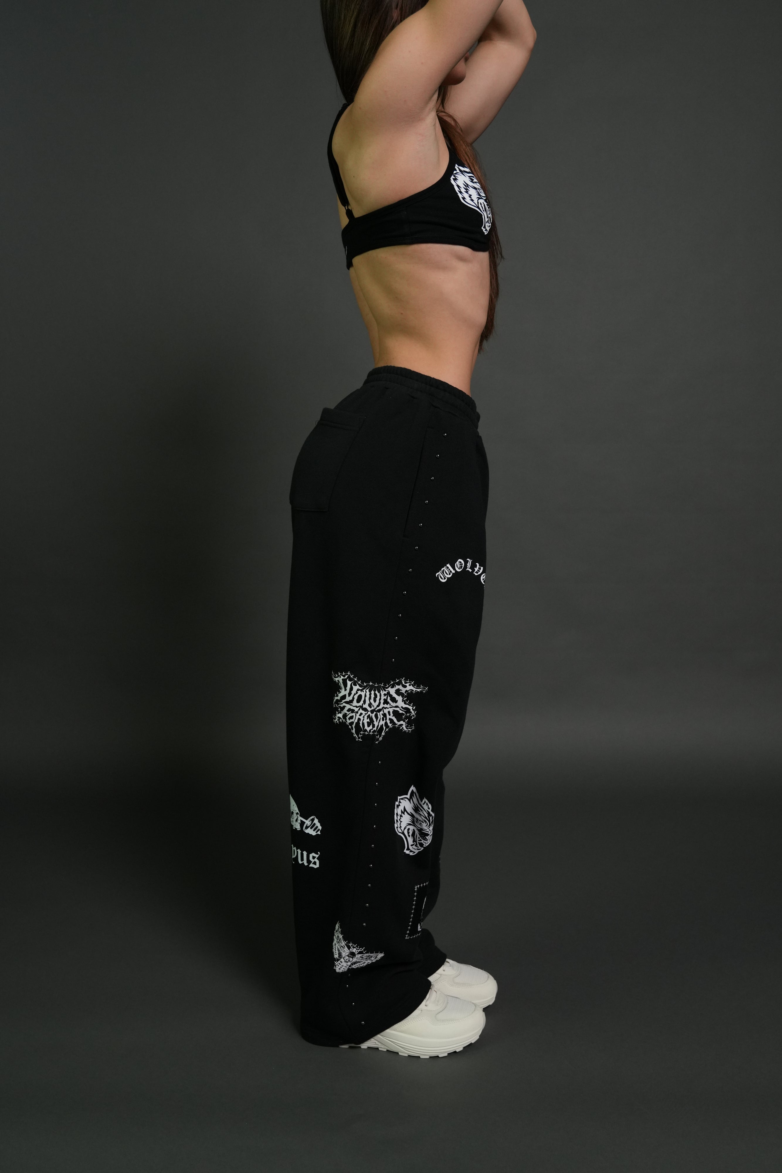 Give it Your All "Yara" Pleated Sweat Pants in Black