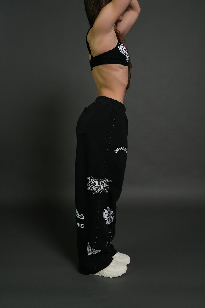 Give it Your All "Yara" Pleated Sweat Pants in Black