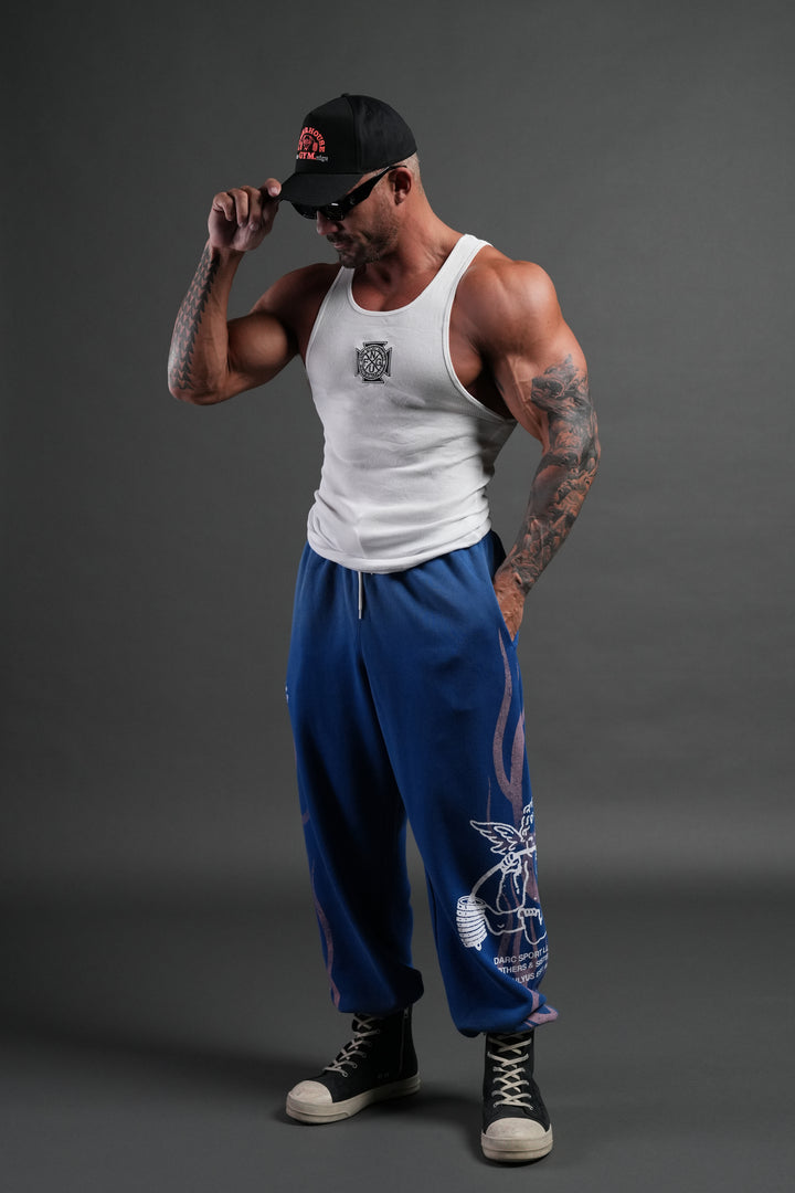 Powerhouse of the Cherub Unisex Lightweight Lounger Sweat Pants in Darc Cobalt Drift Wash
