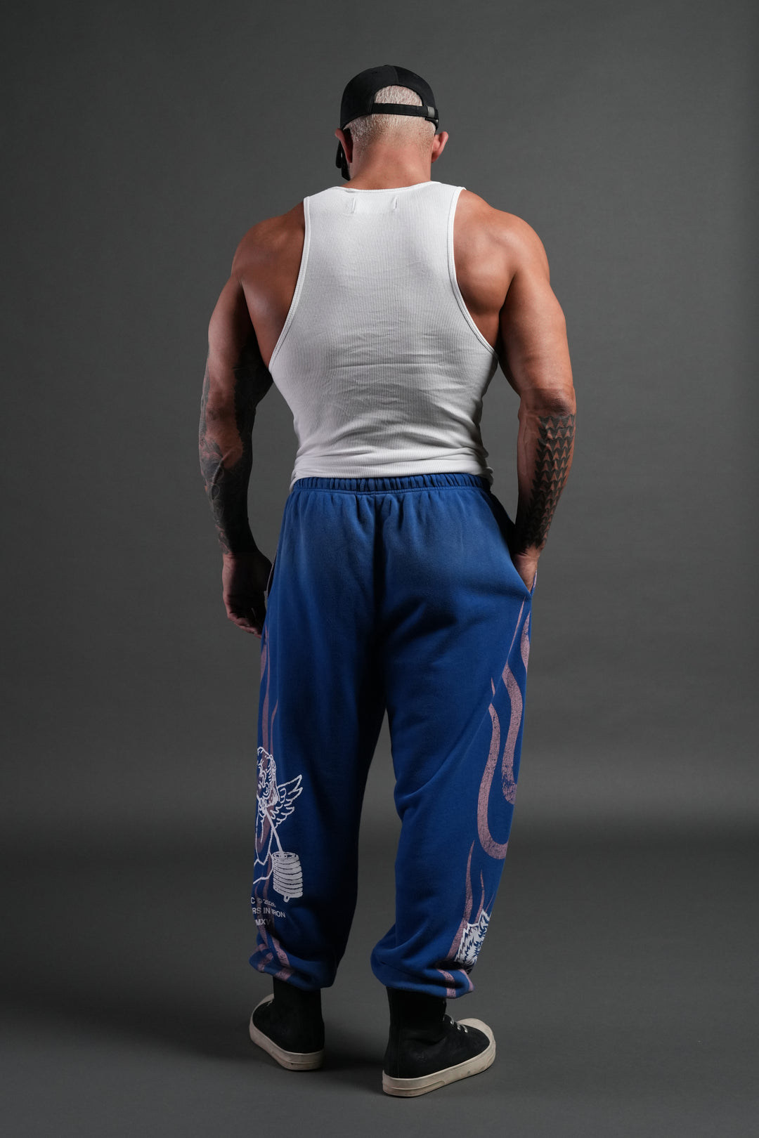 Powerhouse of the Cherub Unisex Lightweight Lounger Sweat Pants in Darc Cobalt Drift Wash