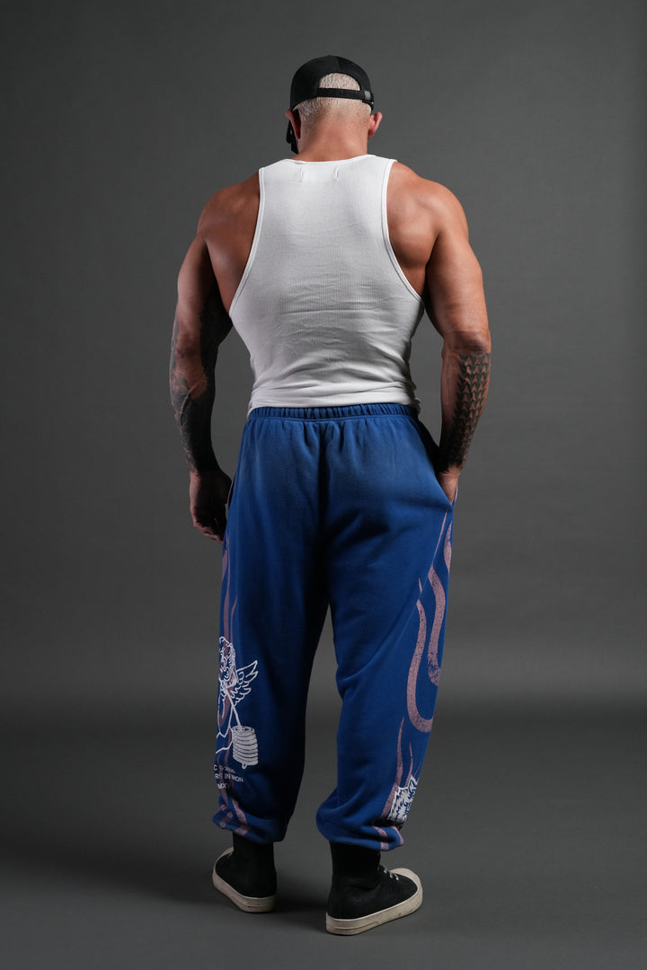 Powerhouse of the Cherub Unisex Lightweight Lounger Sweat Pants in Darc Cobalt Drift Wash