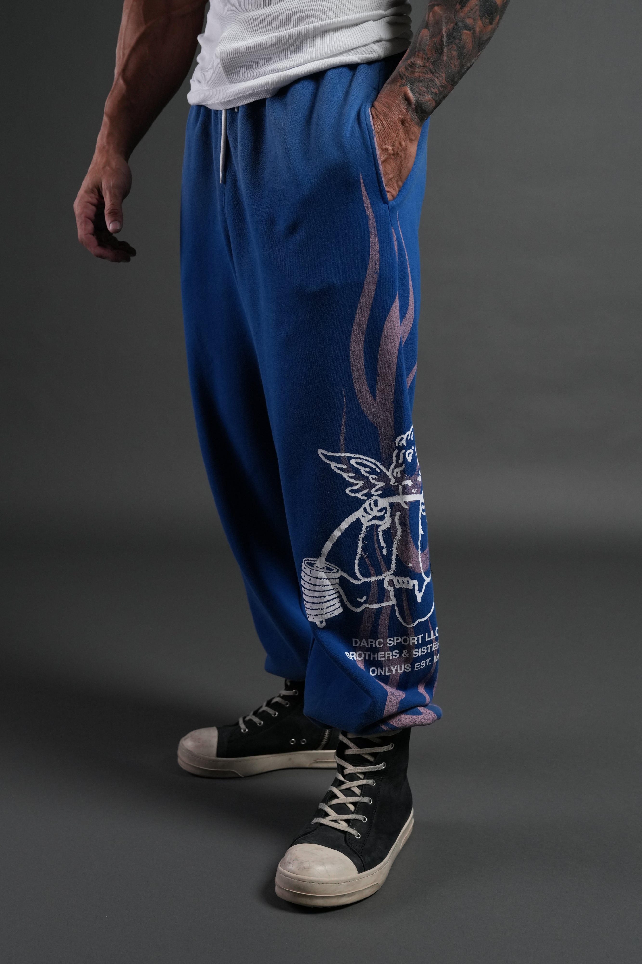 Powerhouse of the Cherub Unisex Lightweight Lounger Sweat Pants in Darc Cobalt Drift Wash