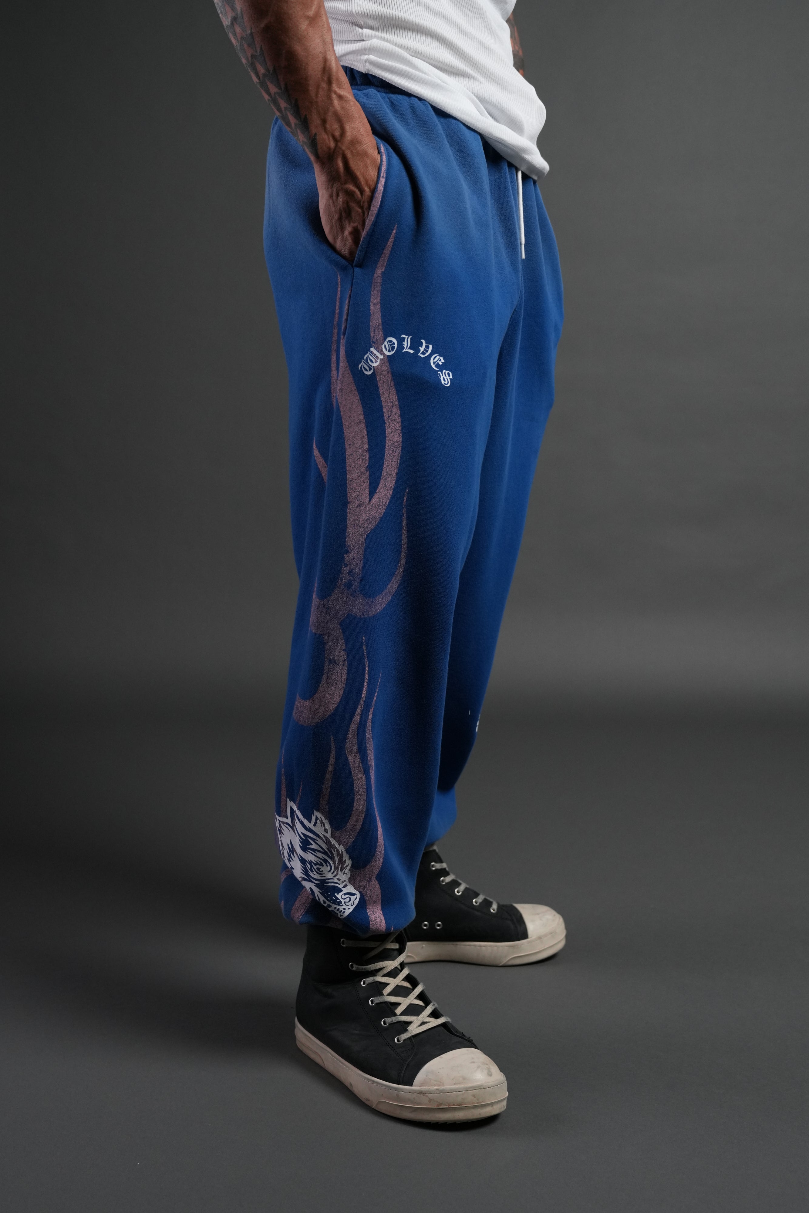 Powerhouse of the Cherub Unisex Lightweight Lounger Sweat Pants in Darc Cobalt Drift Wash