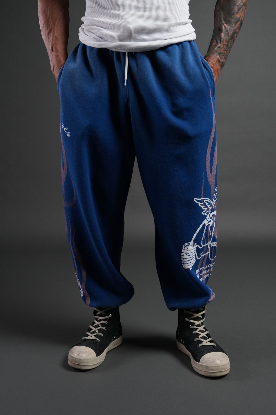 Powerhouse of the Cherub Unisex Lightweight Lounger Sweat Pants in Darc Cobalt Drift Wash