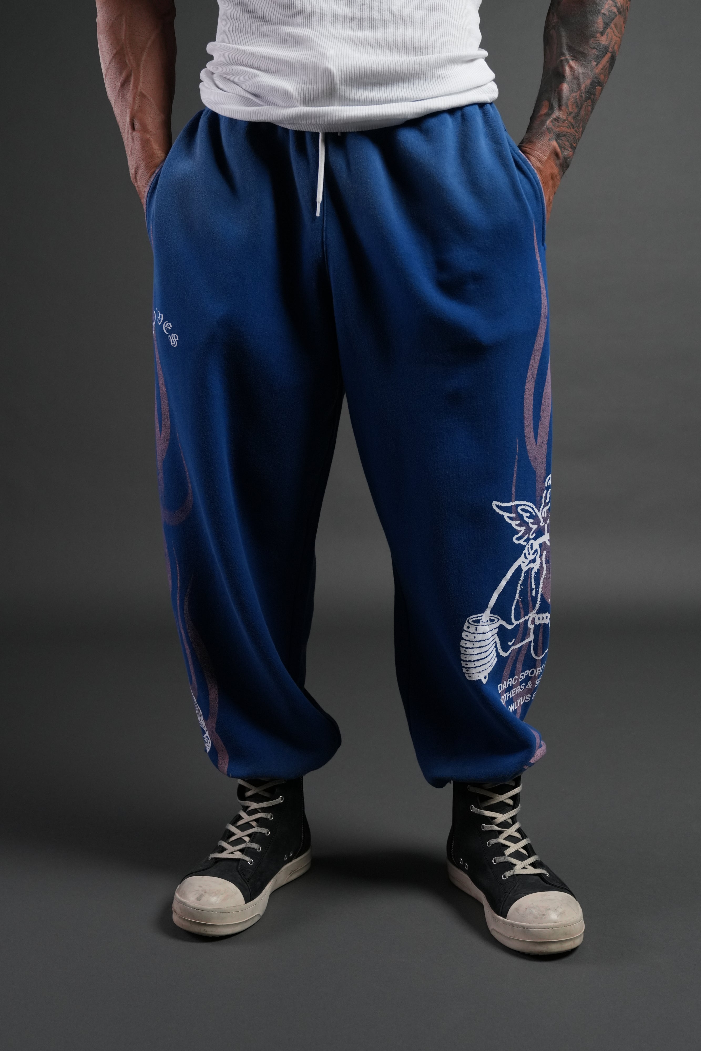 Powerhouse of the Cherub Unisex Lightweight Lounger Sweat Pants in Darc Cobalt Drift Wash