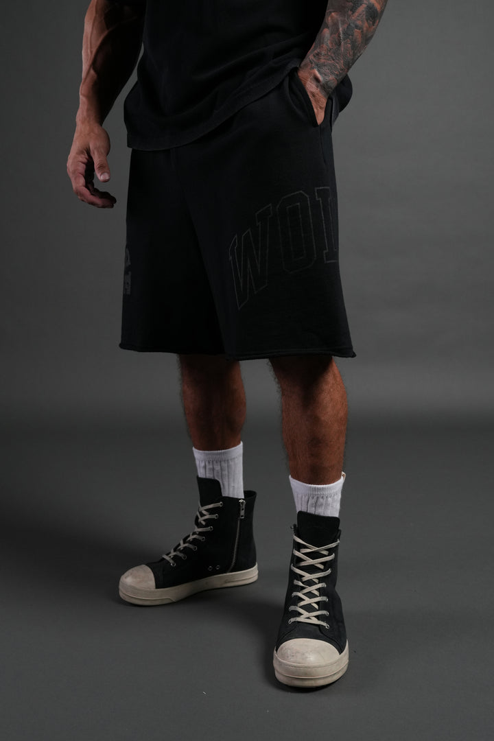 Powerhouse of the Wolves Grunge Brock Sweat Shorts in Black