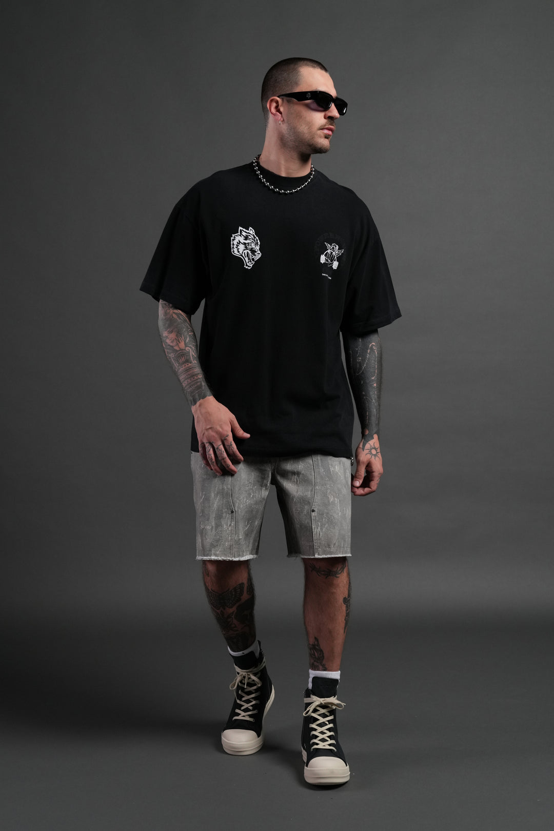 Powerhouse of the Cherub Unisex Premium Oversized Tee in Black Drift Wash