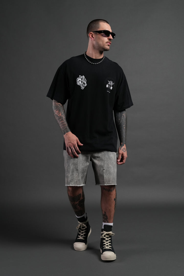 Powerhouse of the Cherub Unisex Premium Oversized Tee in Black Drift Wash