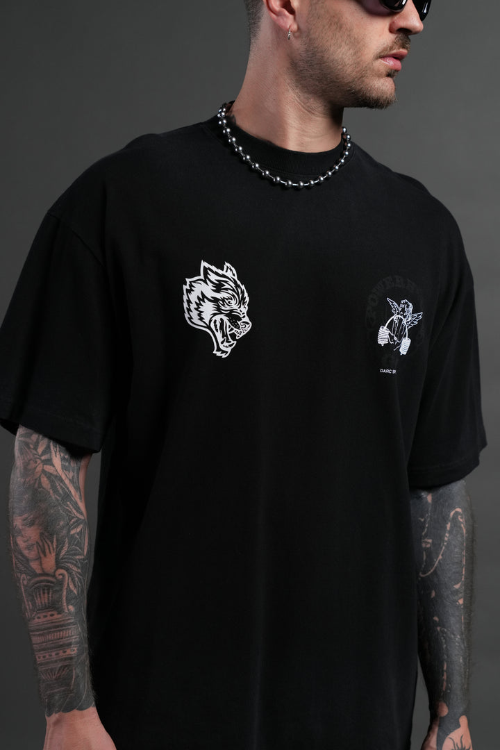 Powerhouse of the Cherub Unisex Premium Oversized Tee in Black Drift Wash