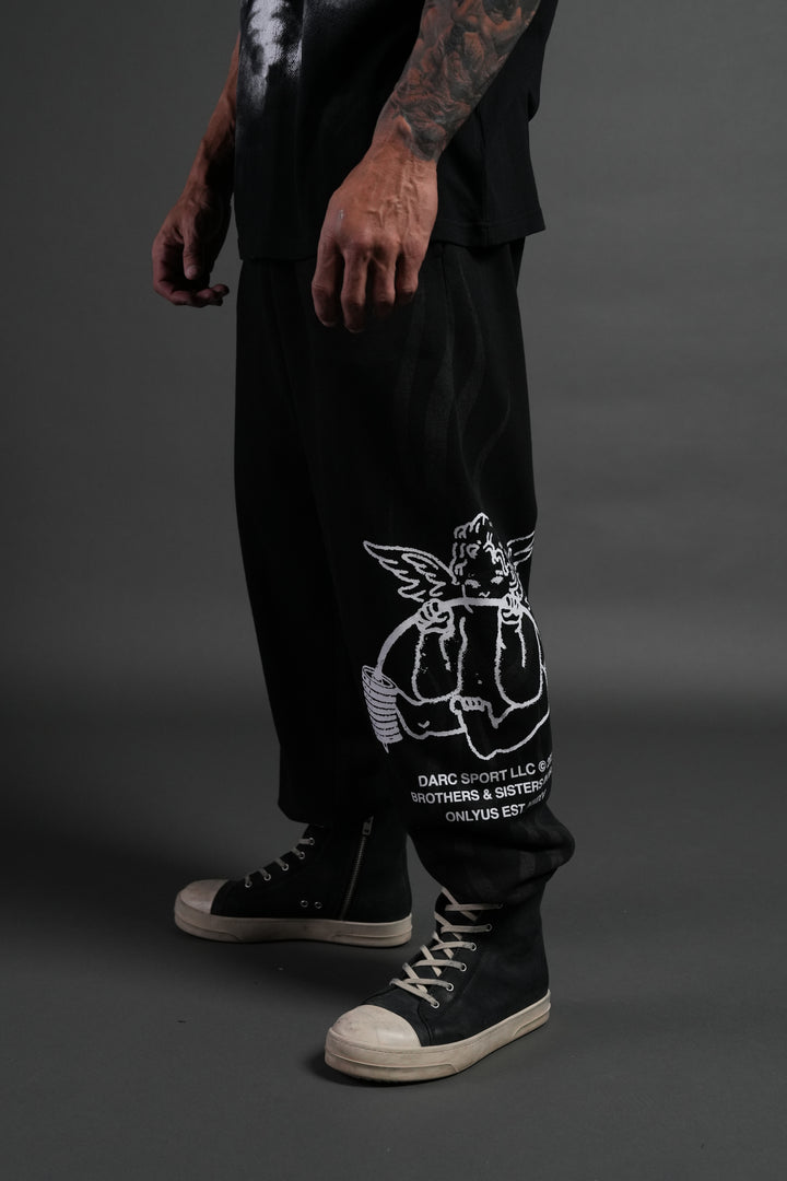 Powerhouse of the Cherub Unisex Lightweight Lounger Sweat Pants in Black Drift Wash