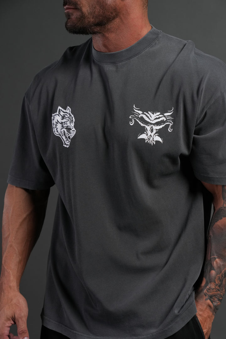 Feed the Beast Premium Oversized Tee in Wolf Gray
