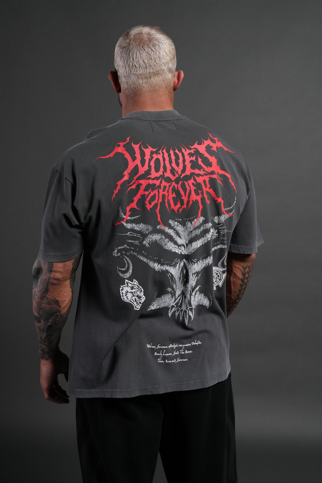 Feed the Beast Premium Oversized Tee in Wolf Gray