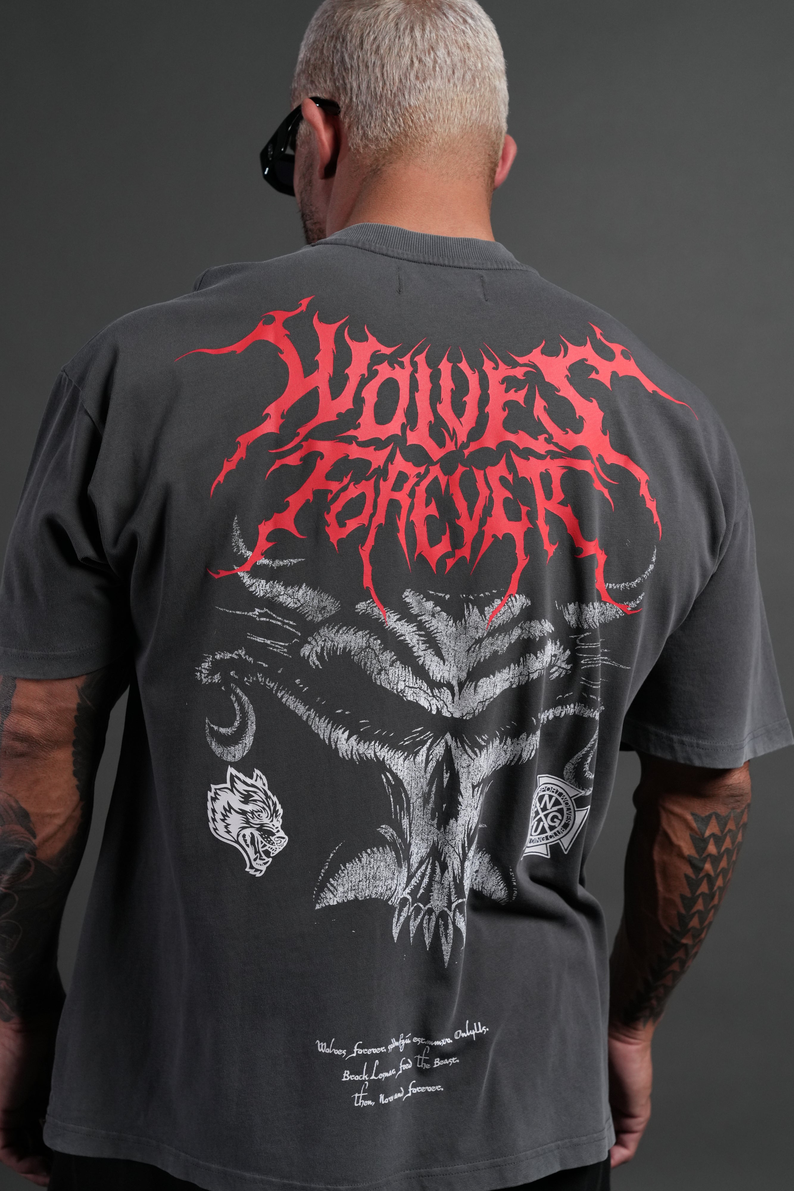 Feed the Beast Premium Oversized Tee in Wolf Gray