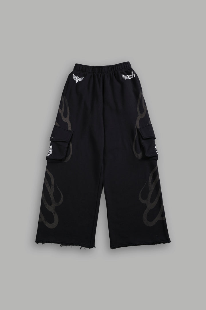Moth Flames Durst Cargo Sweats in Black