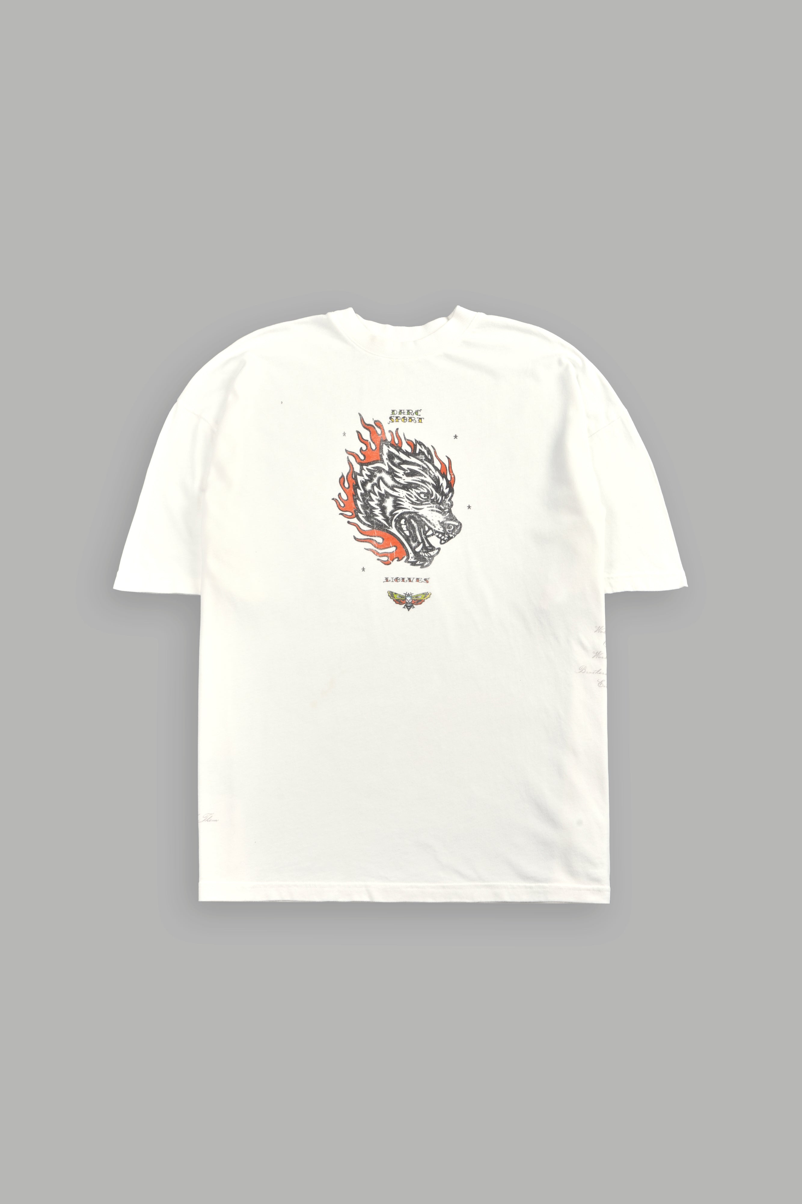 Wolf On Fire Energy Side-By-Side Series Premium Oversized Tee in Cream