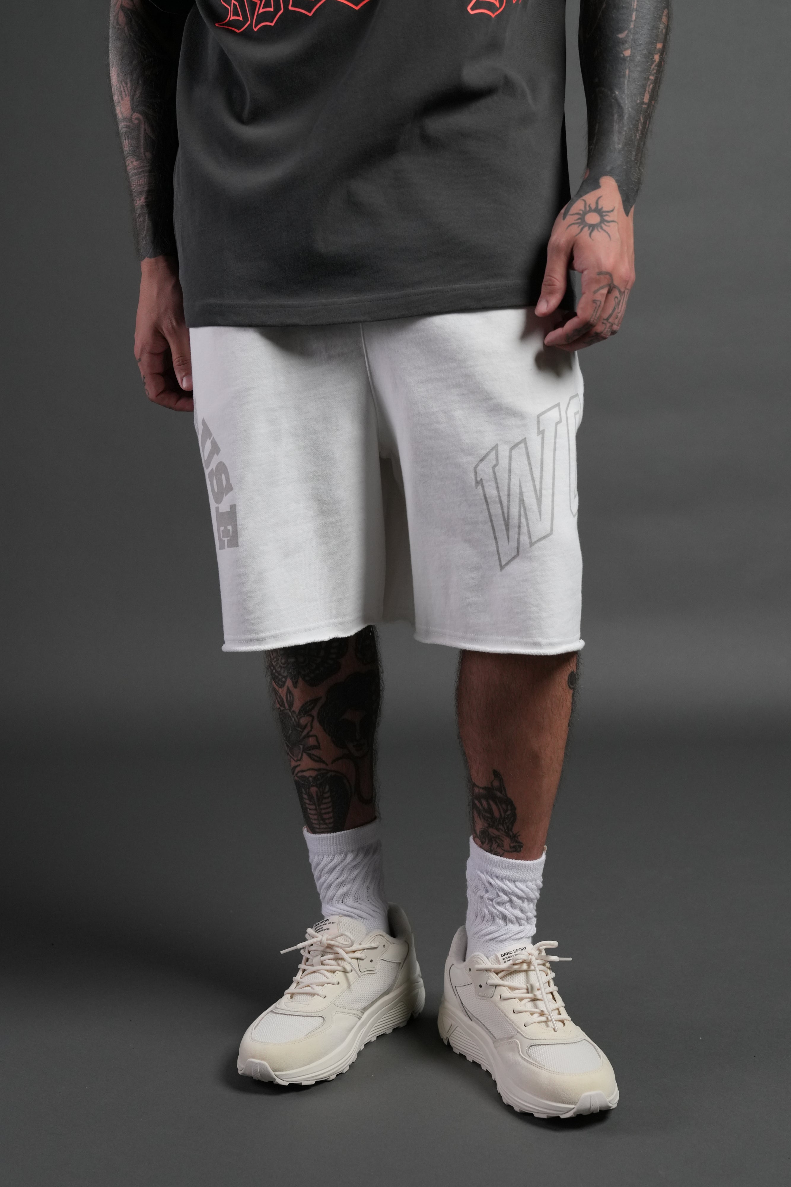 Powerhouse of the Wolves Grunge Brock Sweat Shorts in Cream