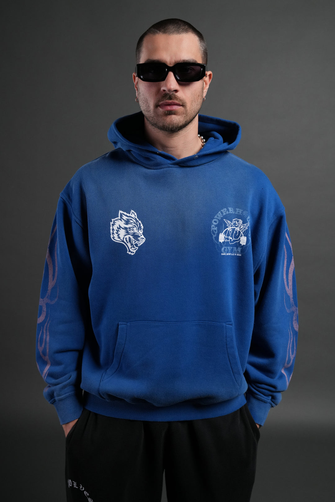 Powerhouse of the Cherub Unisex "Pierce" Hoodie in Darc Cobalt Drift Wash