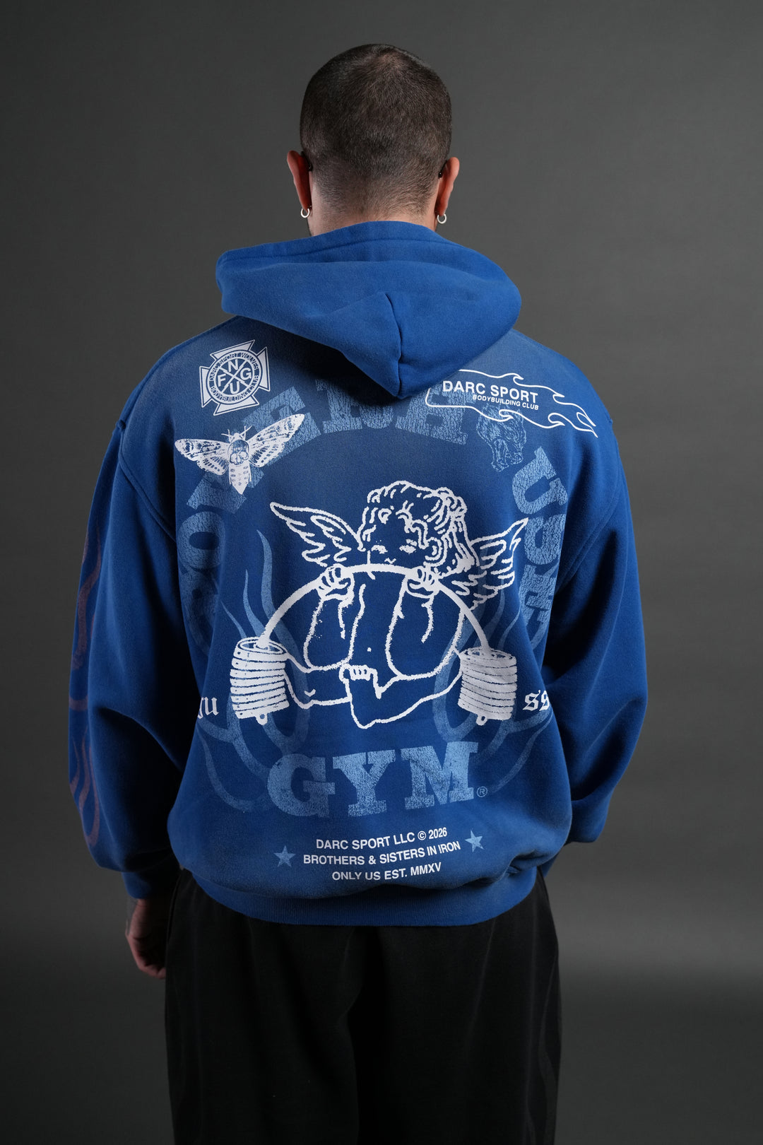 Powerhouse of the Cherub Unisex "Pierce" Hoodie in Darc Cobalt Drift Wash