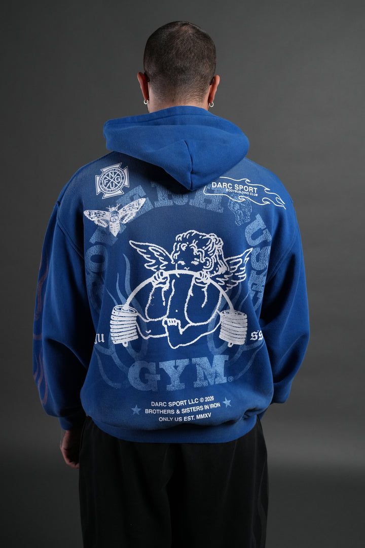 Powerhouse of the Cherub Unisex "Pierce" Hoodie in Darc Cobalt Drift Wash