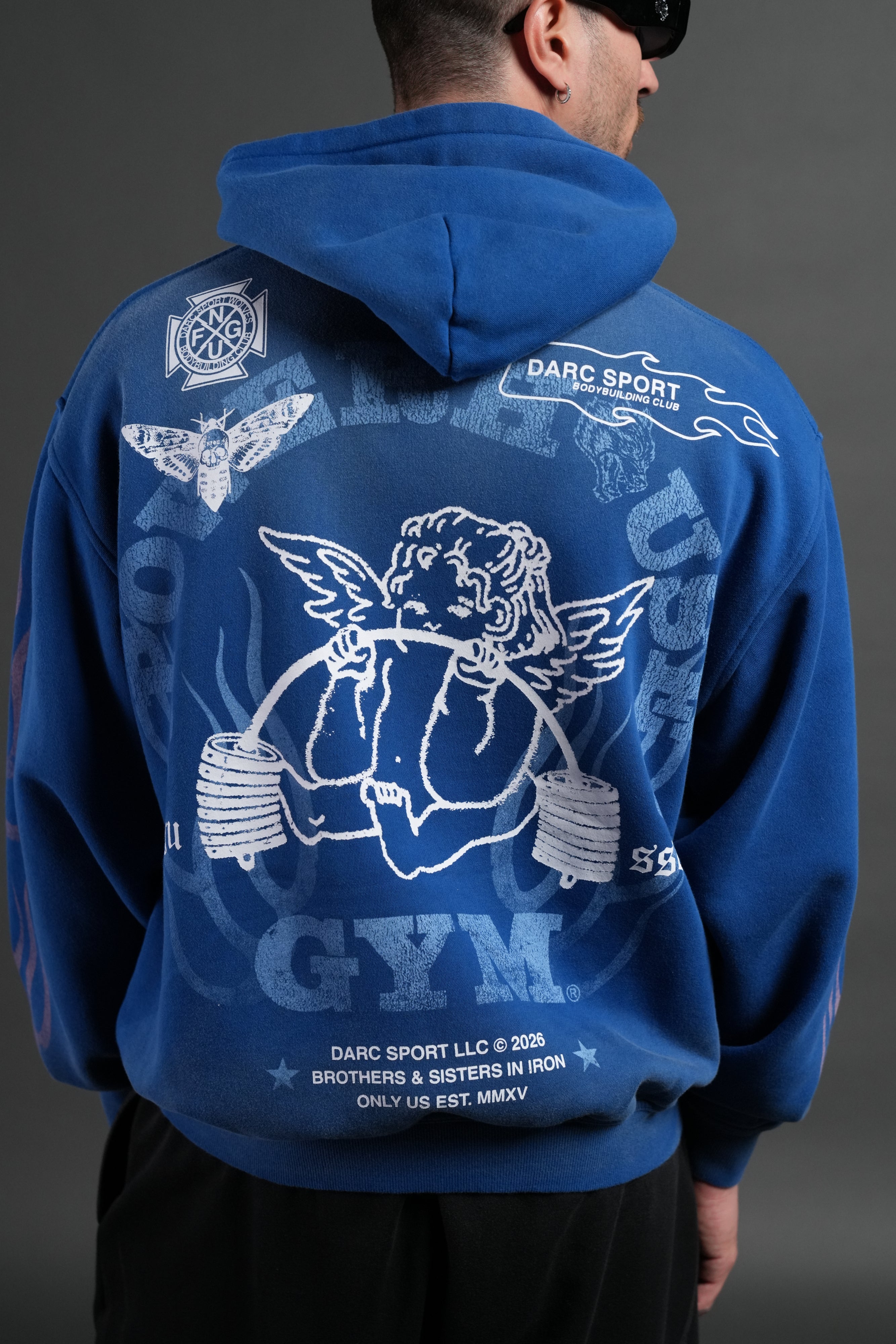 Powerhouse of the Cherub Unisex "Pierce" Hoodie in Darc Cobalt Drift Wash