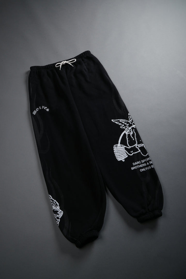 Powerhouse of the Cherub Unisex Lightweight Lounger Sweat Pants in Black Drift Wash