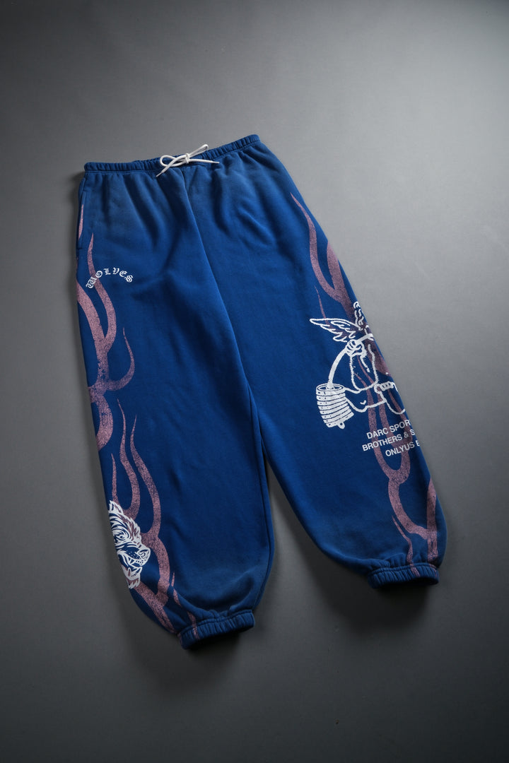 Powerhouse of the Cherub Unisex Lightweight Lounger Sweat Pants in Darc Cobalt Drift Wash