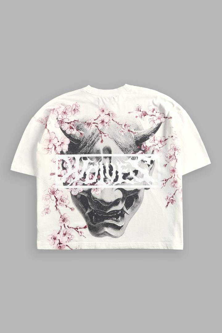 Oni Sakura Grunge "Box Cut" Tee in Cream