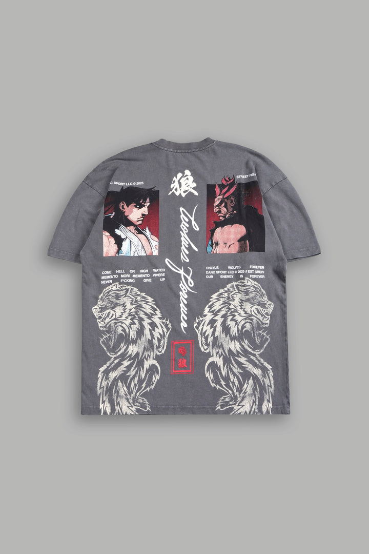 Ultimate Battle  Premium Oversized Tee In Slate Gray
