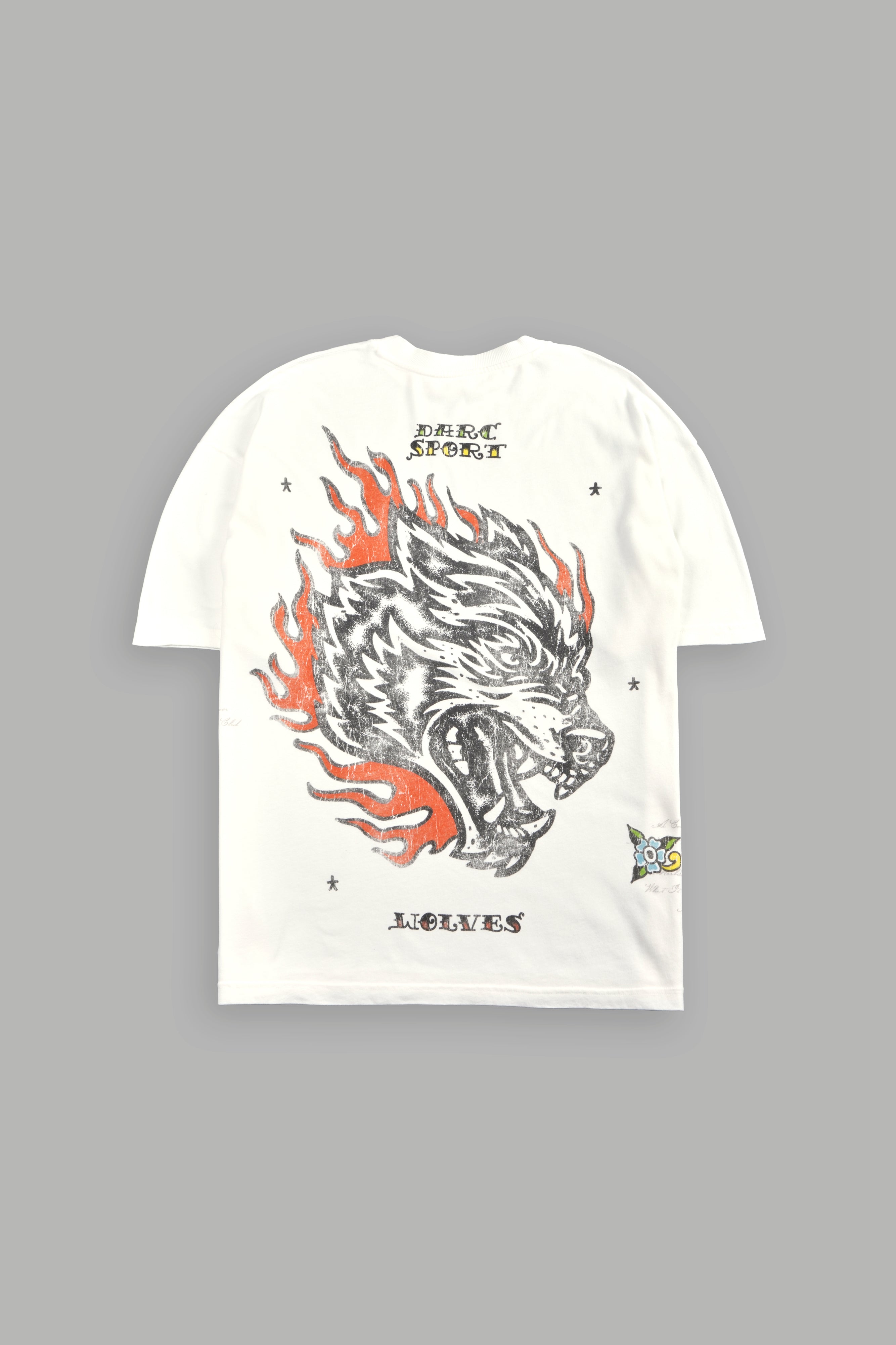 Wolf On Fire Energy Side-By-Side Series Premium Oversized Tee in Cream