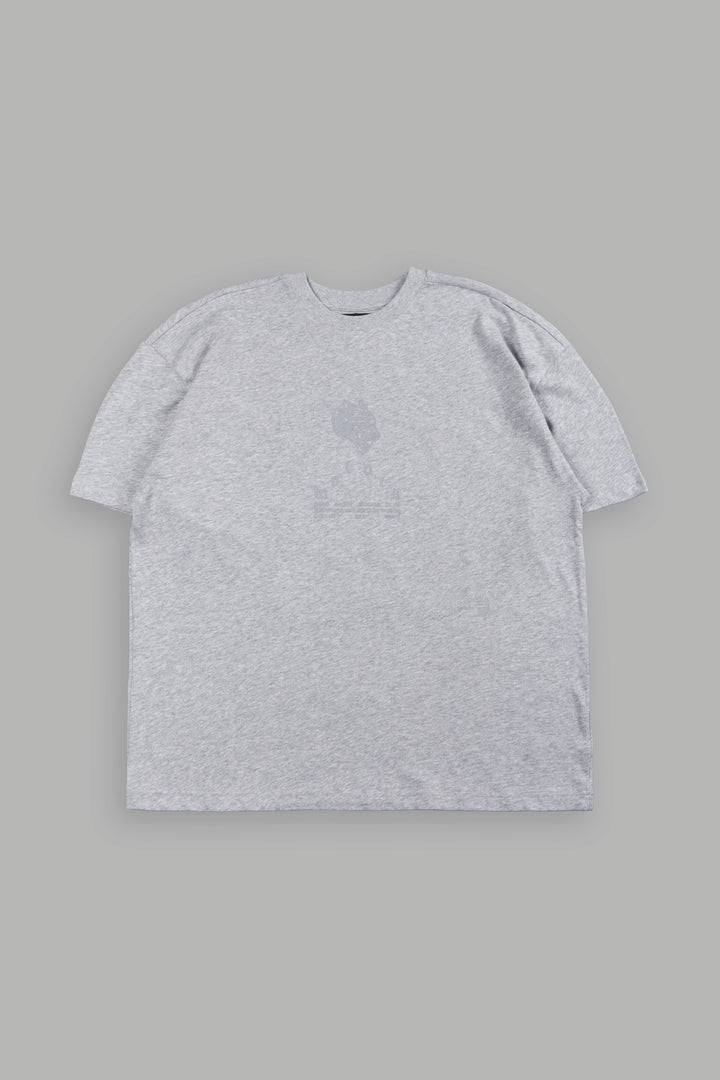 Big Wolf Head Premium Oversized Tee In Light Athletic Gray