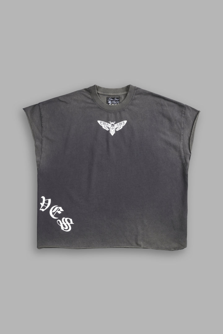 Our Moth "Premium Vintage" Grunge Cut-Off Tee in Wolf Gray