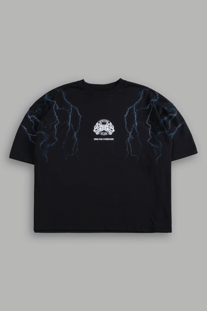 Lightning Strike Grunge "Box Cut" Tee in Black