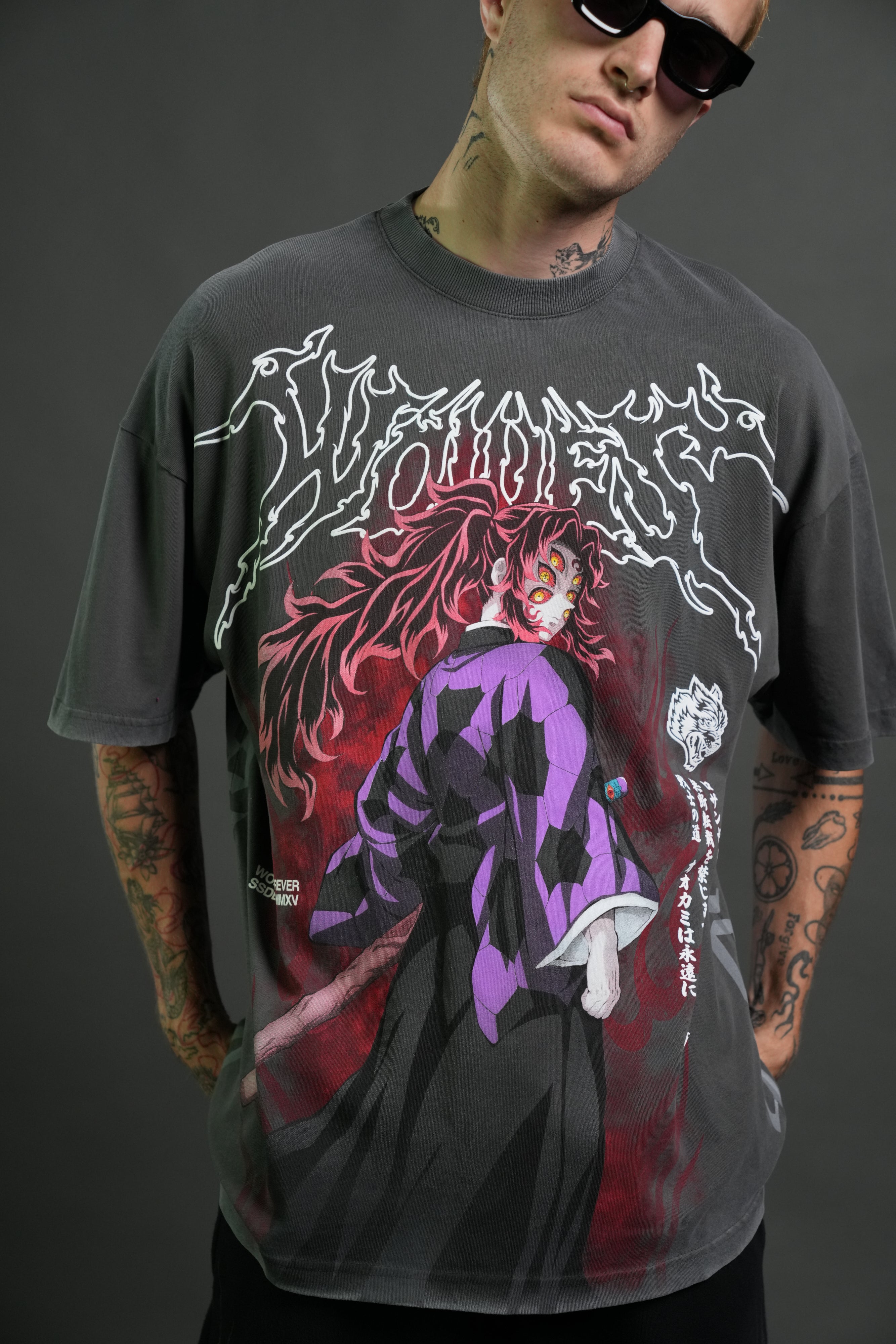 Blood Moon Premium Oversized Tee in Wolf Gray