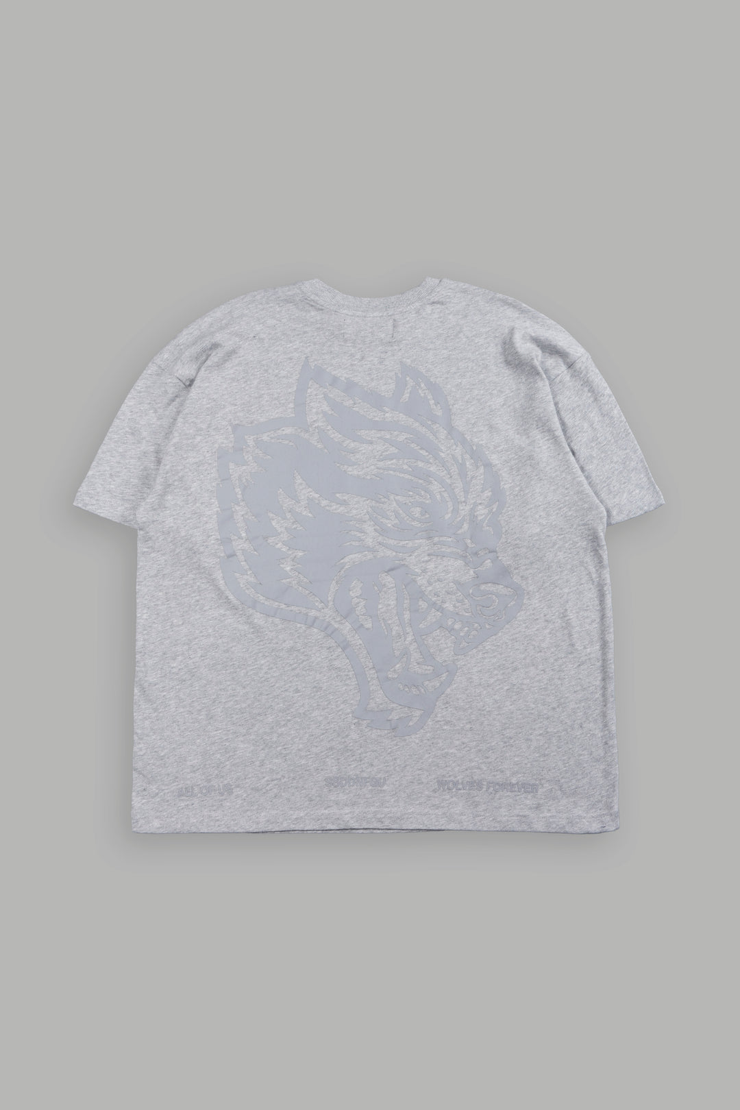 Big Wolf Head Premium Oversized Tee In Light Athletic Gray