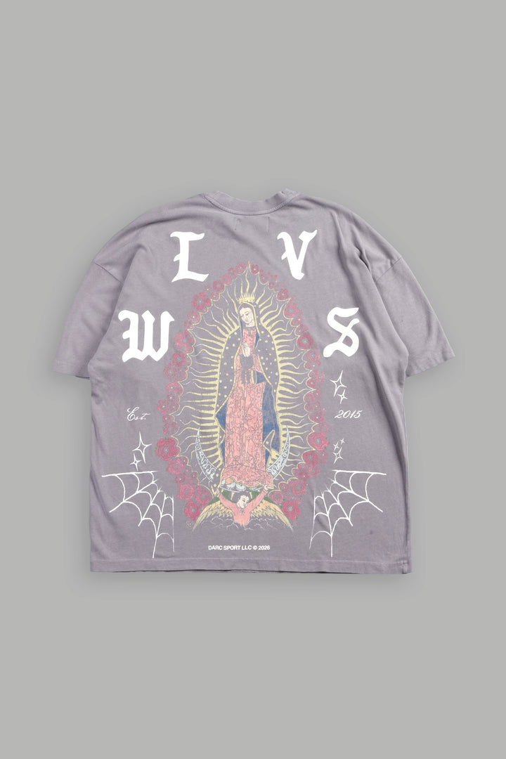 Dama De Las Rosas Premium Oversized Tee In Pale Gray