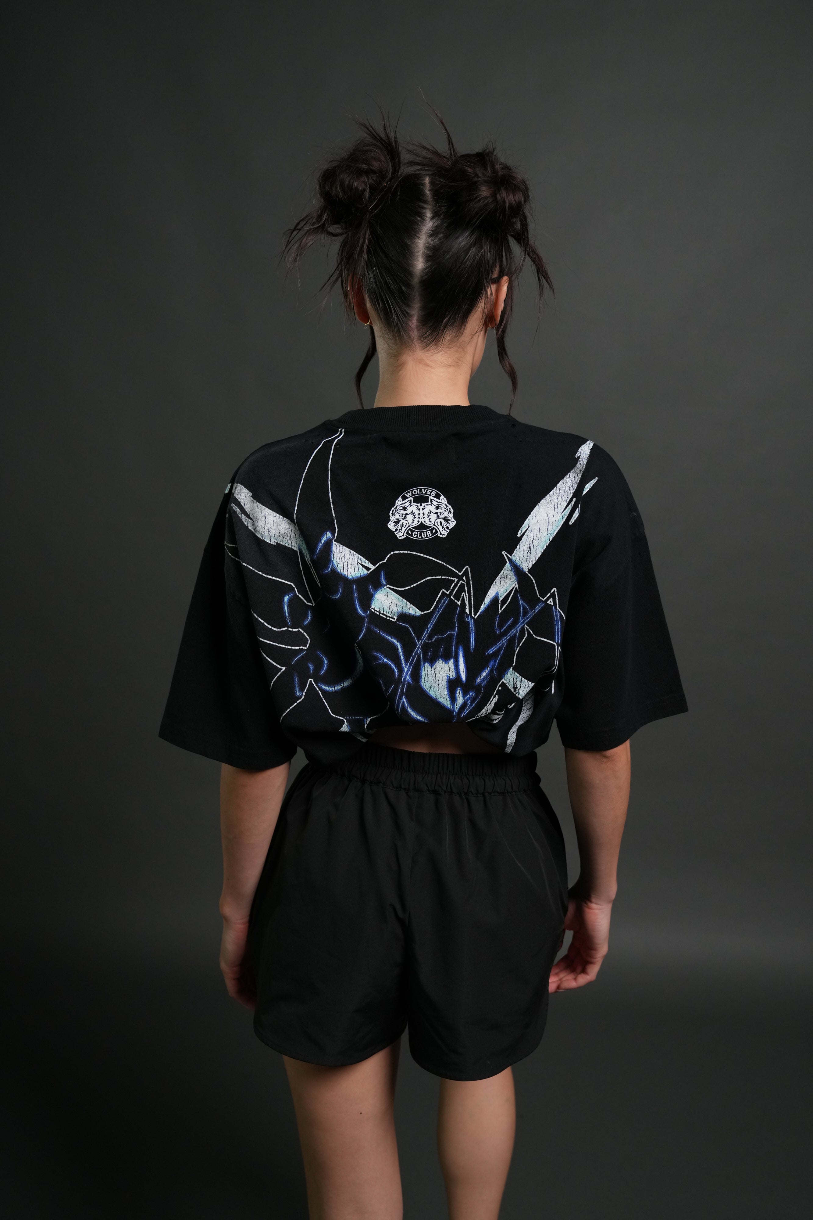 トップス Rising Sun Grunge Mid Length Raw Hem Rise of Beru Grunge Mid-Length Raw Hem Tee in Black Sun Fade